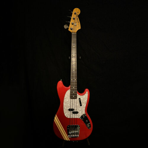 Fender Mustang Bass MB98 CIJ in Fiesta Red with racing stripes - Japanese-made short scale bass